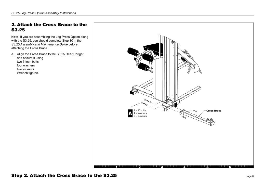 Precor manual Attach the Cross Brace to the S3.25 