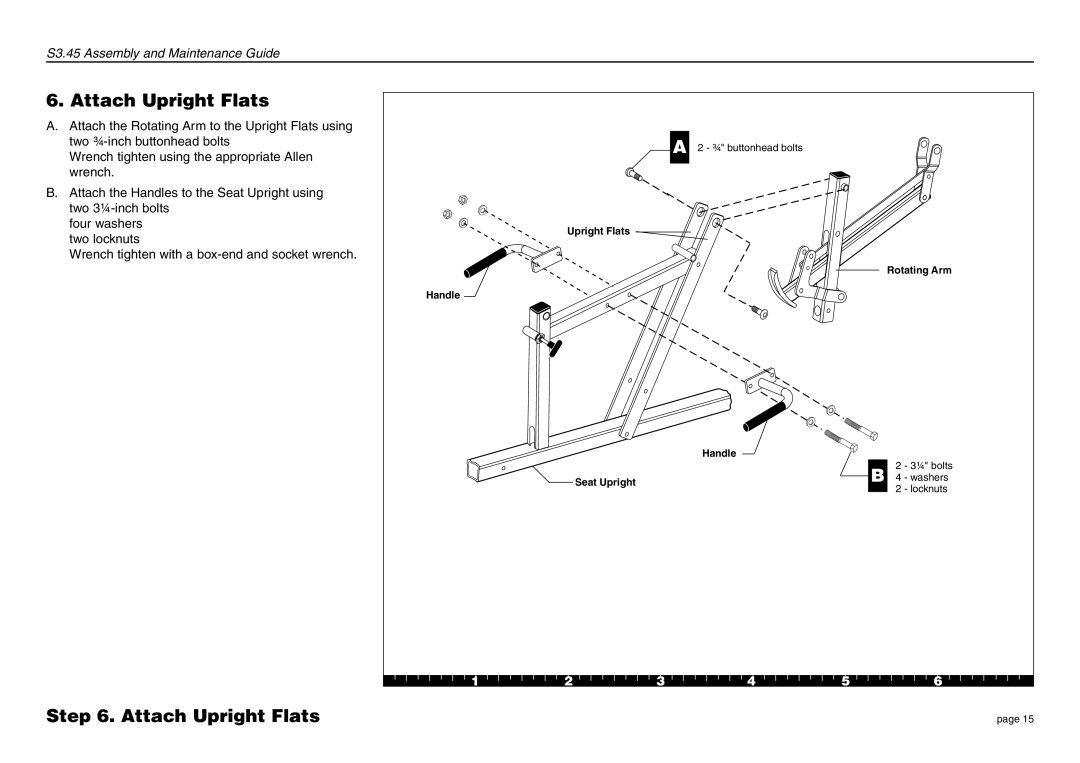 Precor S3.45 manual Attach Upright Flats 