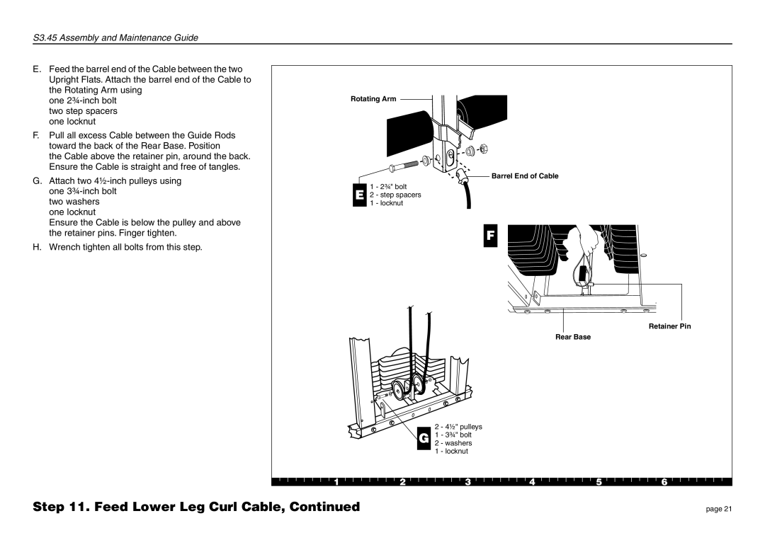 Precor S3.45 manual Feed the barrel end of the Cable between the two 