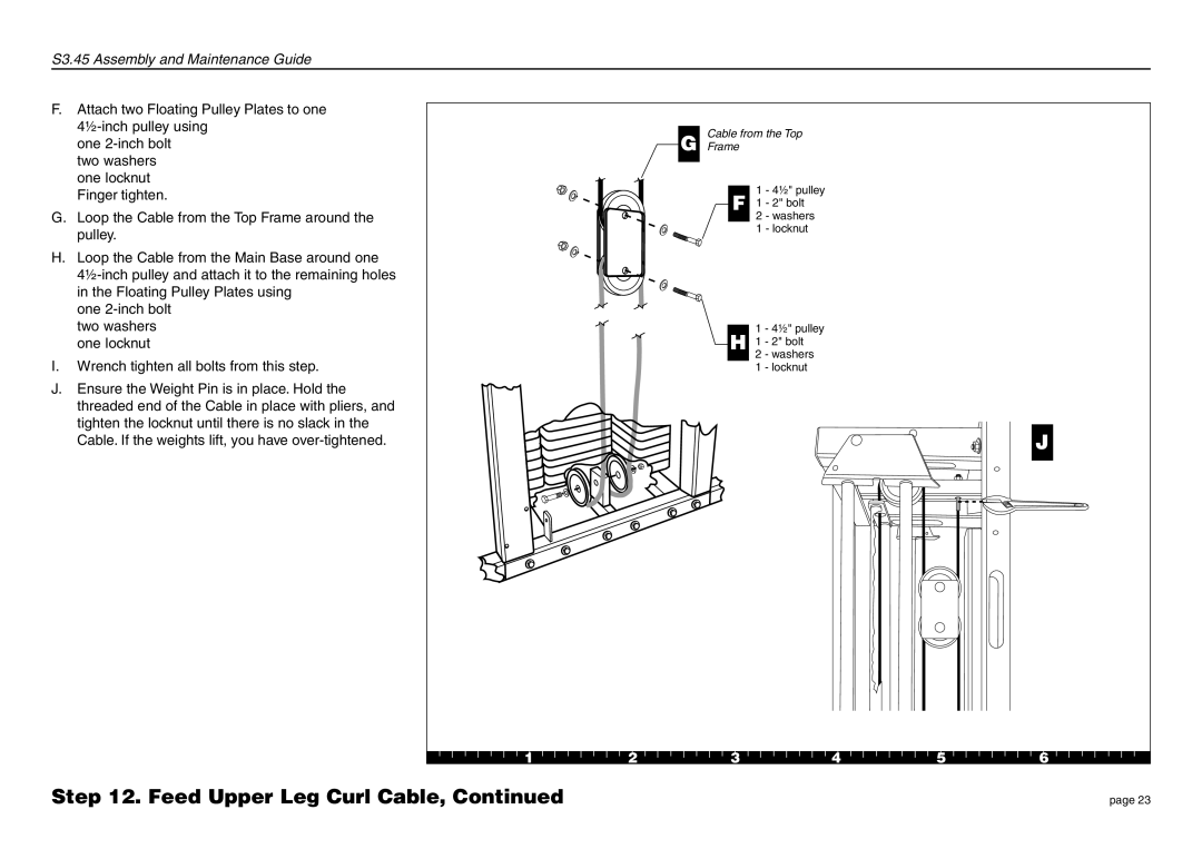 Precor S3.45 manual Cable from the Top Frame 