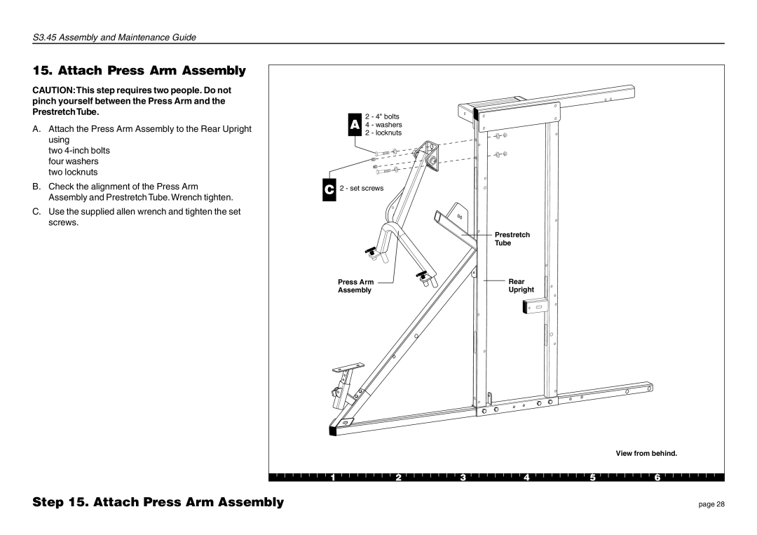 Precor S3.45 manual Attach Press Arm Assembly 