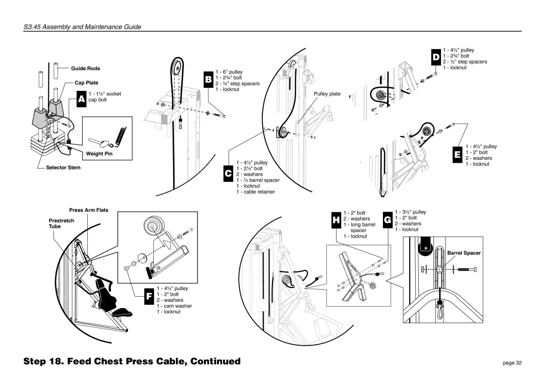 Precor S3.45 manual Guide Rods Cap Plate 