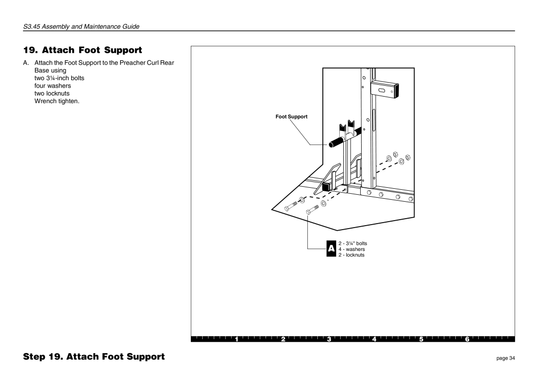 Precor S3.45 manual Attach Foot Support 