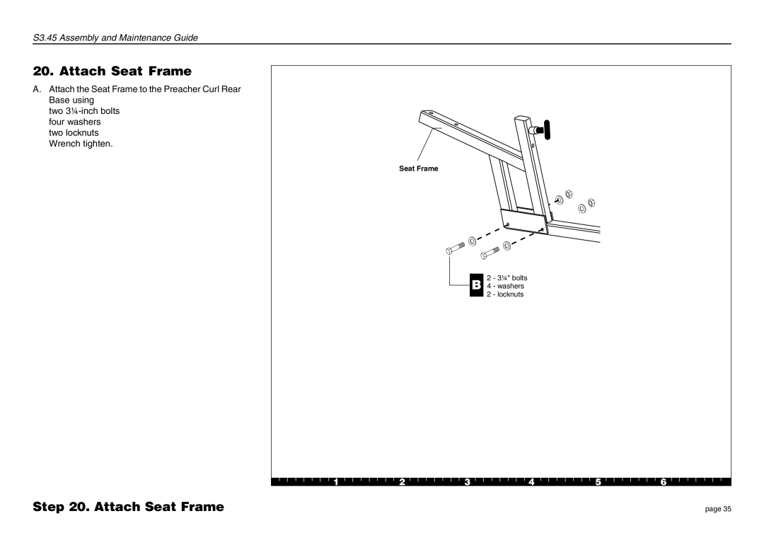 Precor S3.45 manual Attach Seat Frame 