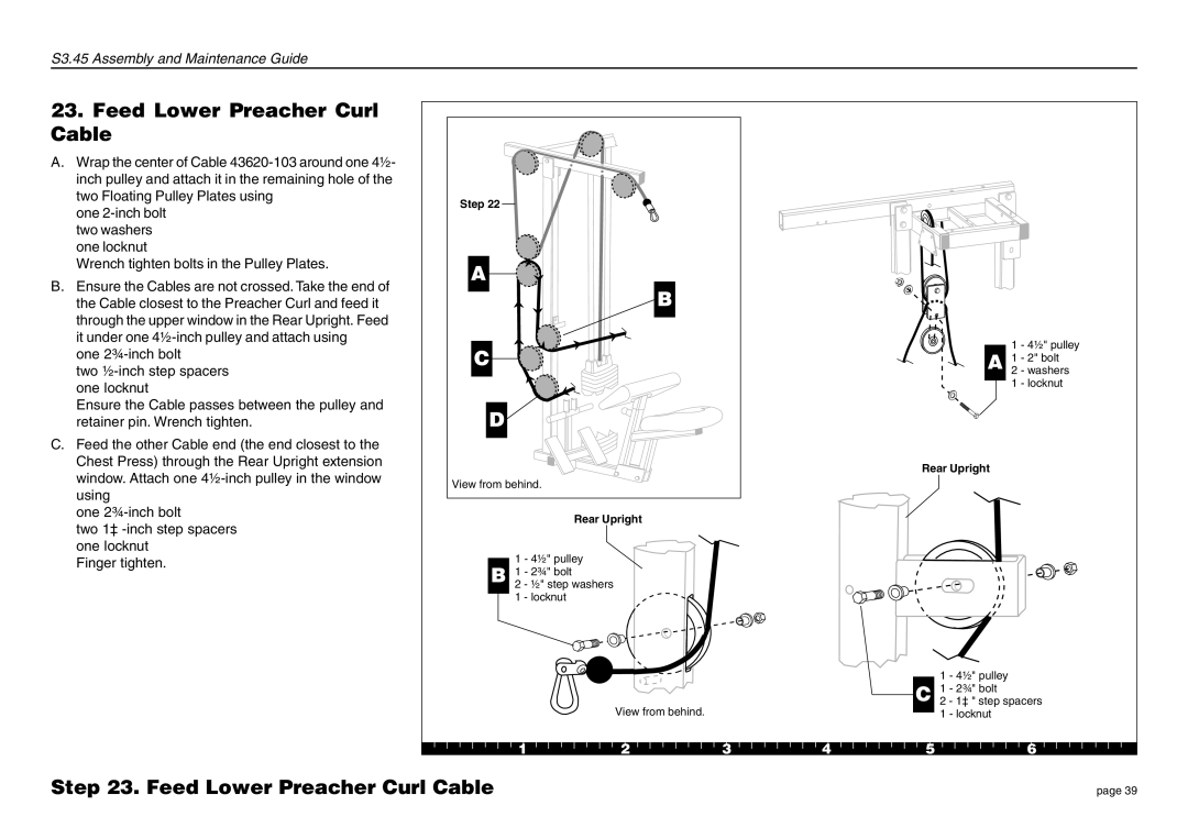 Precor S3.45 manual Feed Lower Preacher Curl Cable 