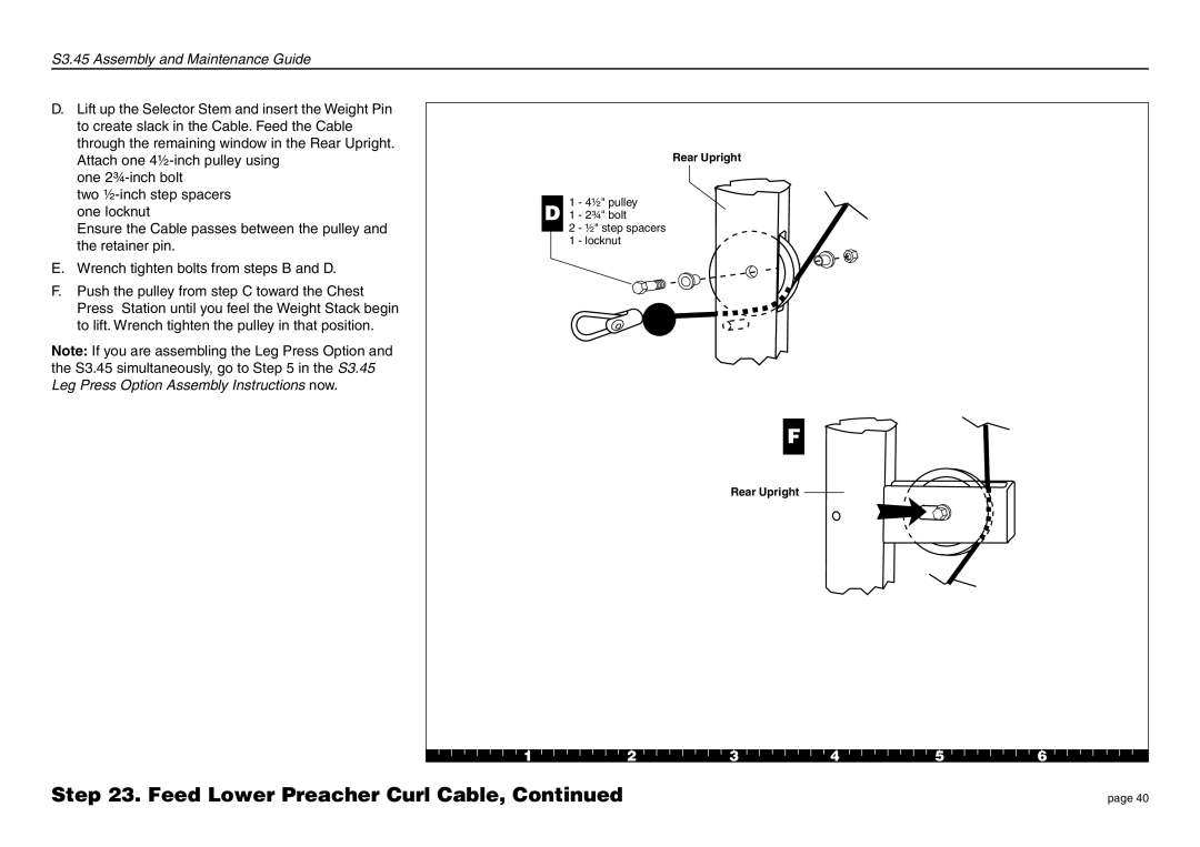 Precor S3.45 manual ½ pulley D 1 2¾ bolt ½ step spacers Locknut 