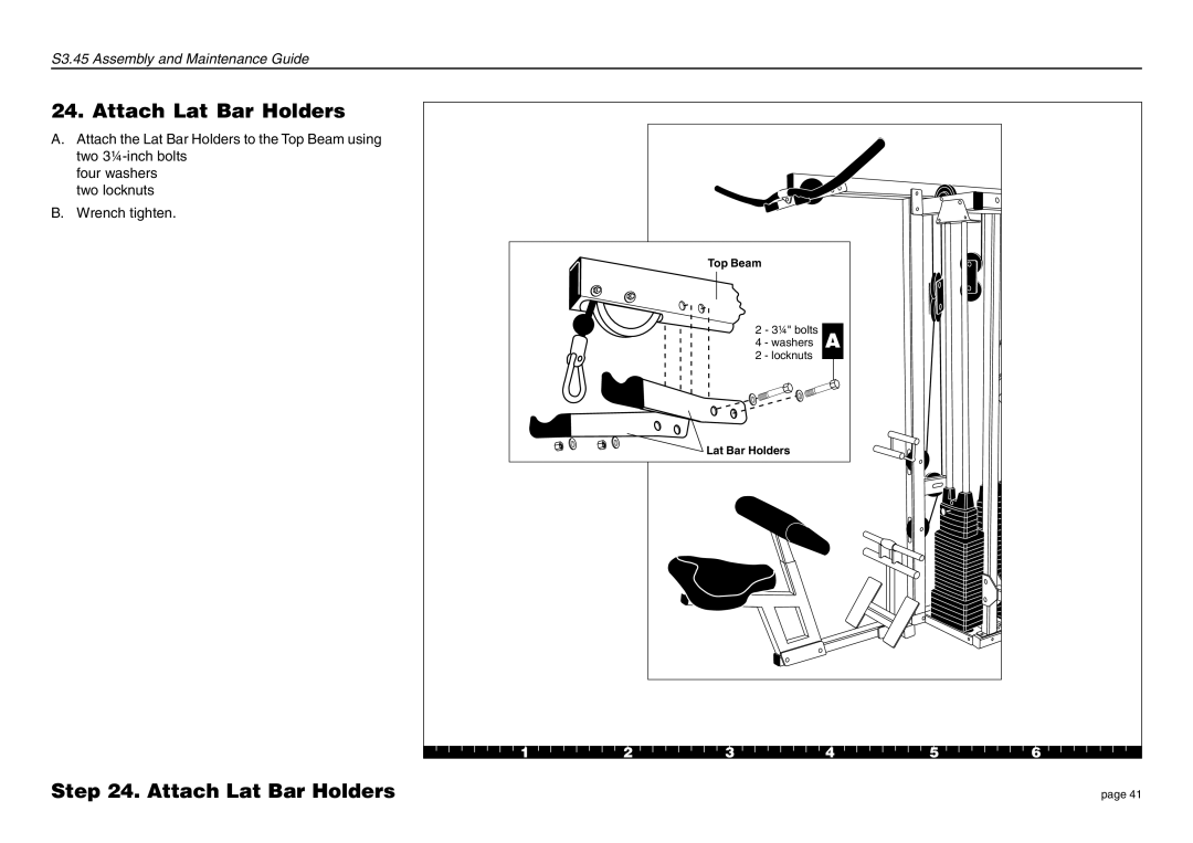 Precor S3.45 manual Attach Lat Bar Holders 