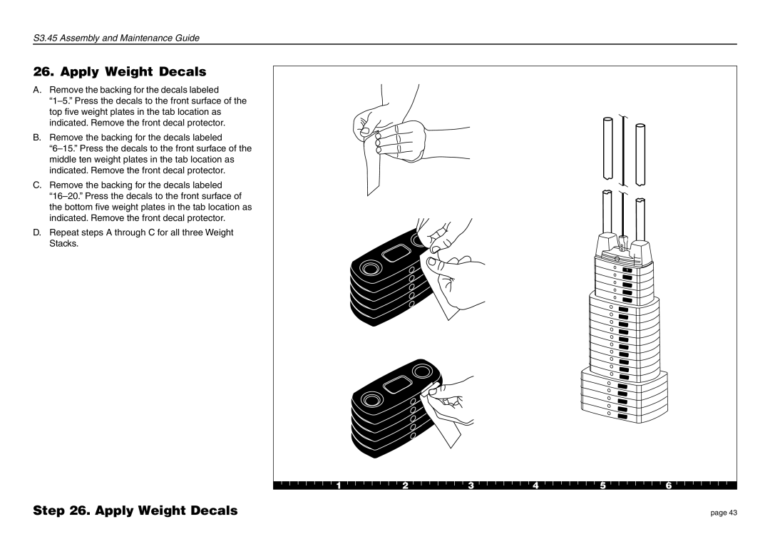 Precor S3.45 manual Apply Weight Decals 