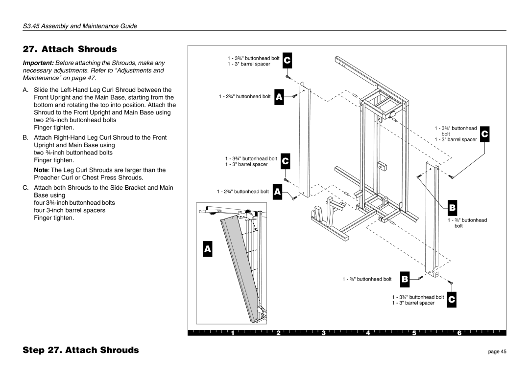 Precor S3.45 manual Attach Shrouds 