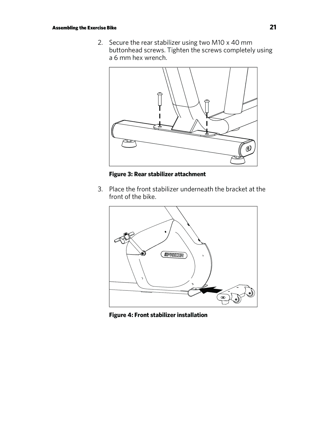 Precor RBK 615, UBK 615 owner manual Rear stabilizer attachment 