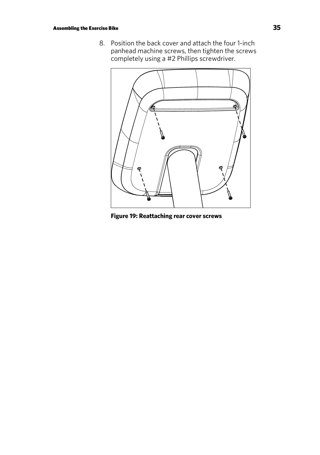 Precor RBK 615, UBK 615 owner manual Reattaching rear cover screws 