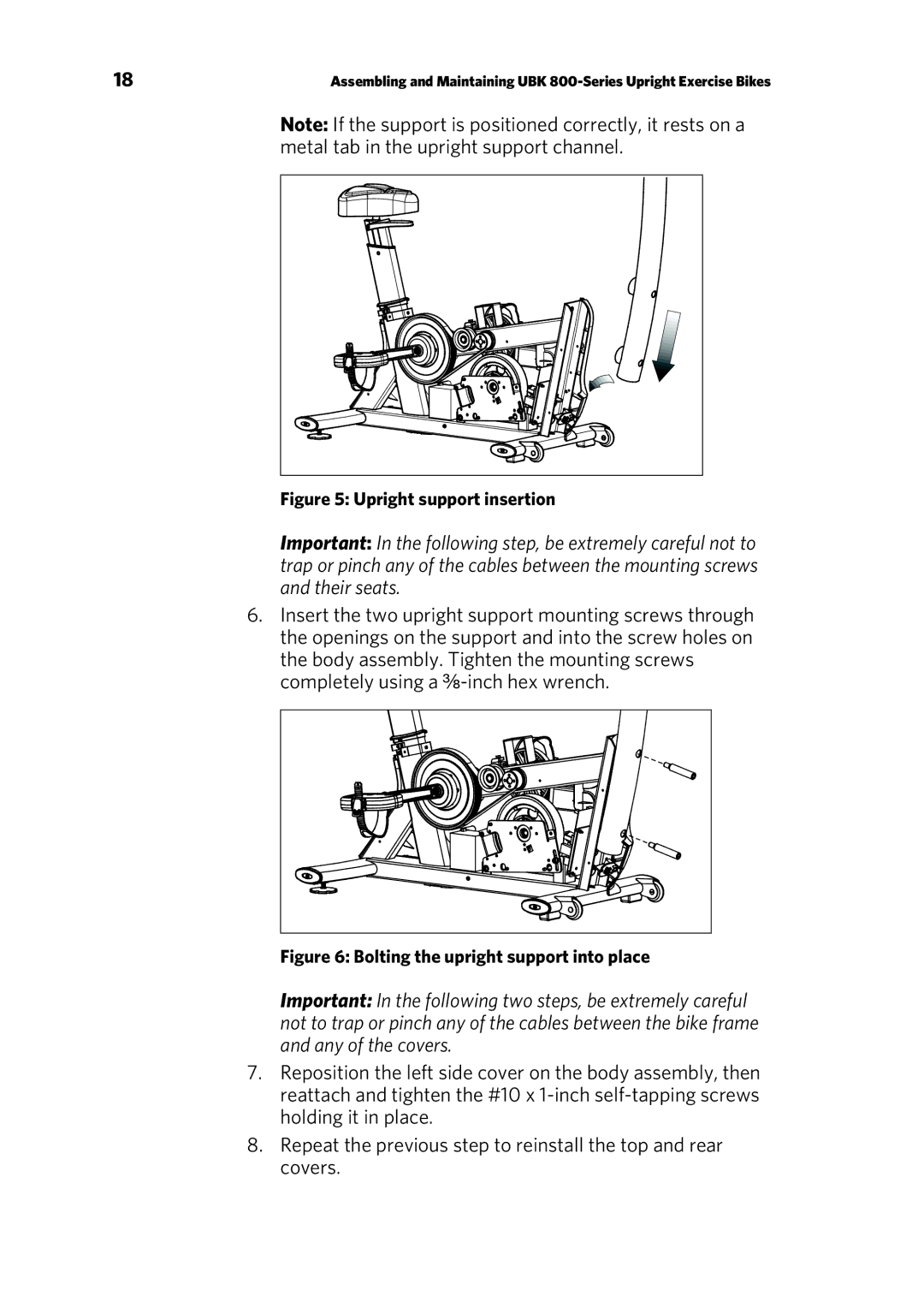 Precor UBK 800-SERIES warranty Upright support insertion 