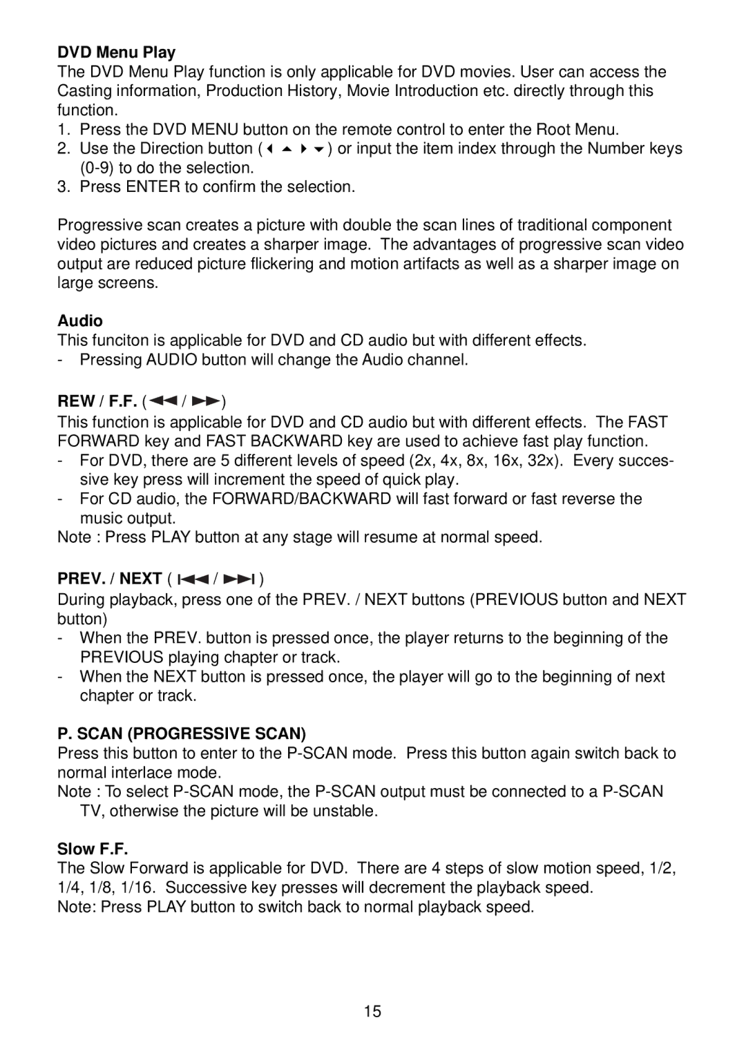 Preference Audio DHM-0100 operation manual Scan Progressive Scan 