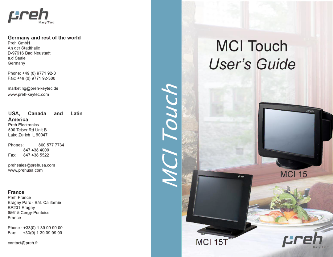 Preh MCI 15T manual Germany and rest of the world, USA, Canada and Latin America, France 