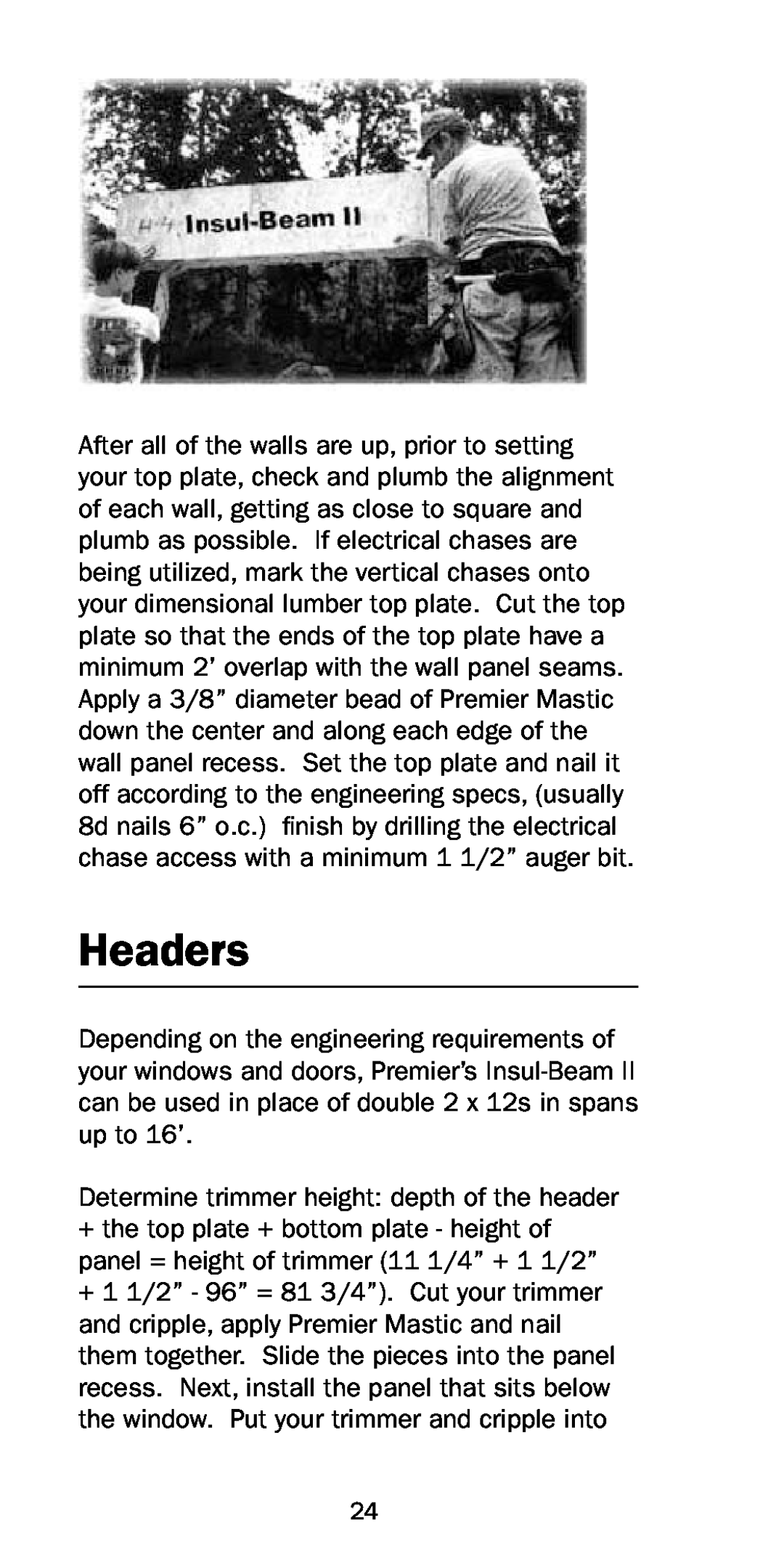 Premier Floors manual Headers 