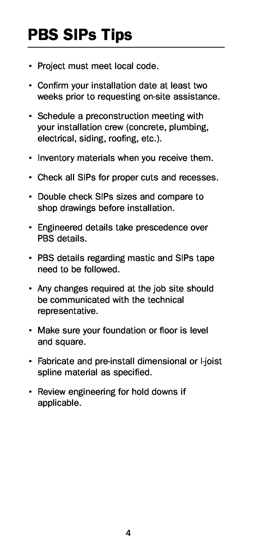 Premier Floors manual PBS SIPs Tips 