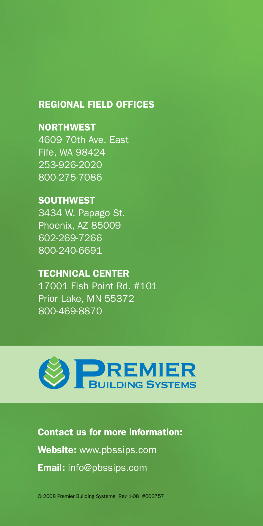 Premier Floors Regional Field Offices Northwest, 4609 70th Ave. East Fife, WA, Southwest, 3434 W. Papago St. Phoenix, AZ 