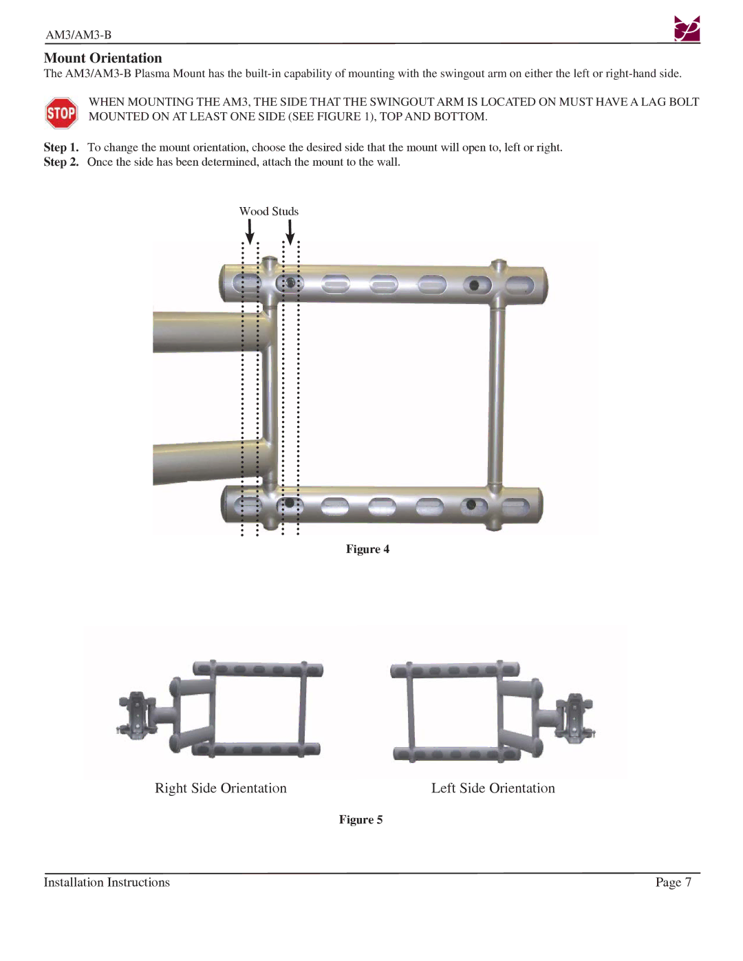 Premier Mounts AM3-B installation instructions Mount Orientation 