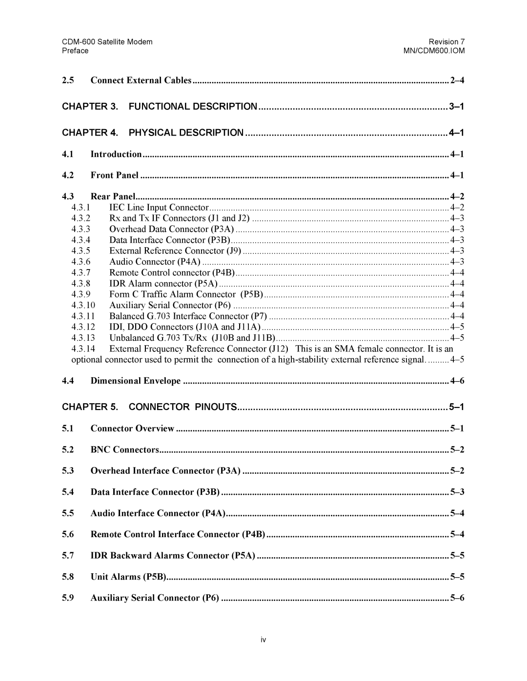 Premier Mounts External Frequency Reference Connector J12, CDM-600 Satellite Modem, Preface, MN/CDM600.IOM 