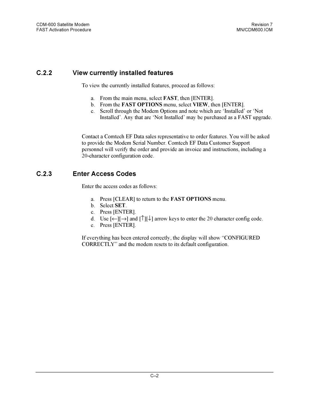 Premier Mounts CDM-600 specifications View currently installed features, Enter Access Codes 