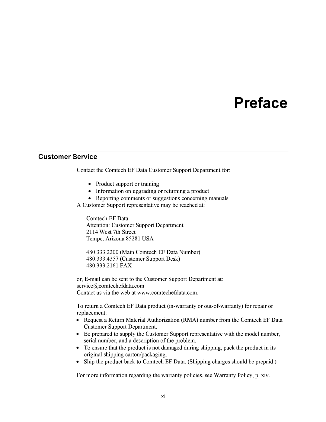 Premier Mounts CDM-600 specifications Preface, Customer Service 