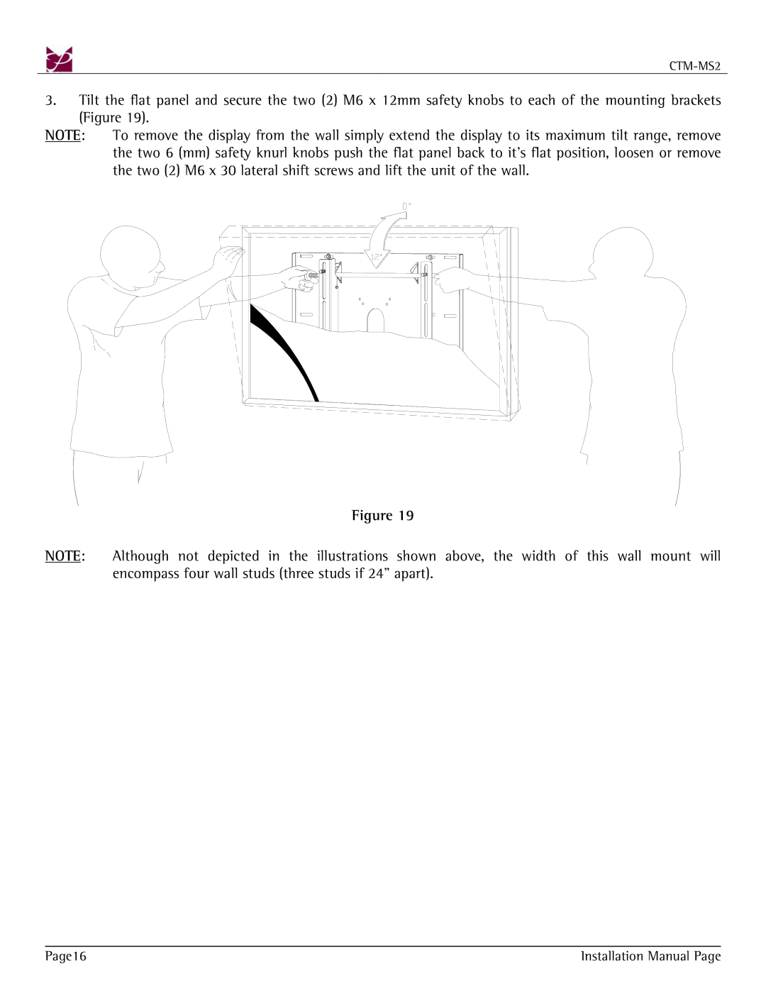 Premier Mounts CTM-MS2 installation manual Page16 