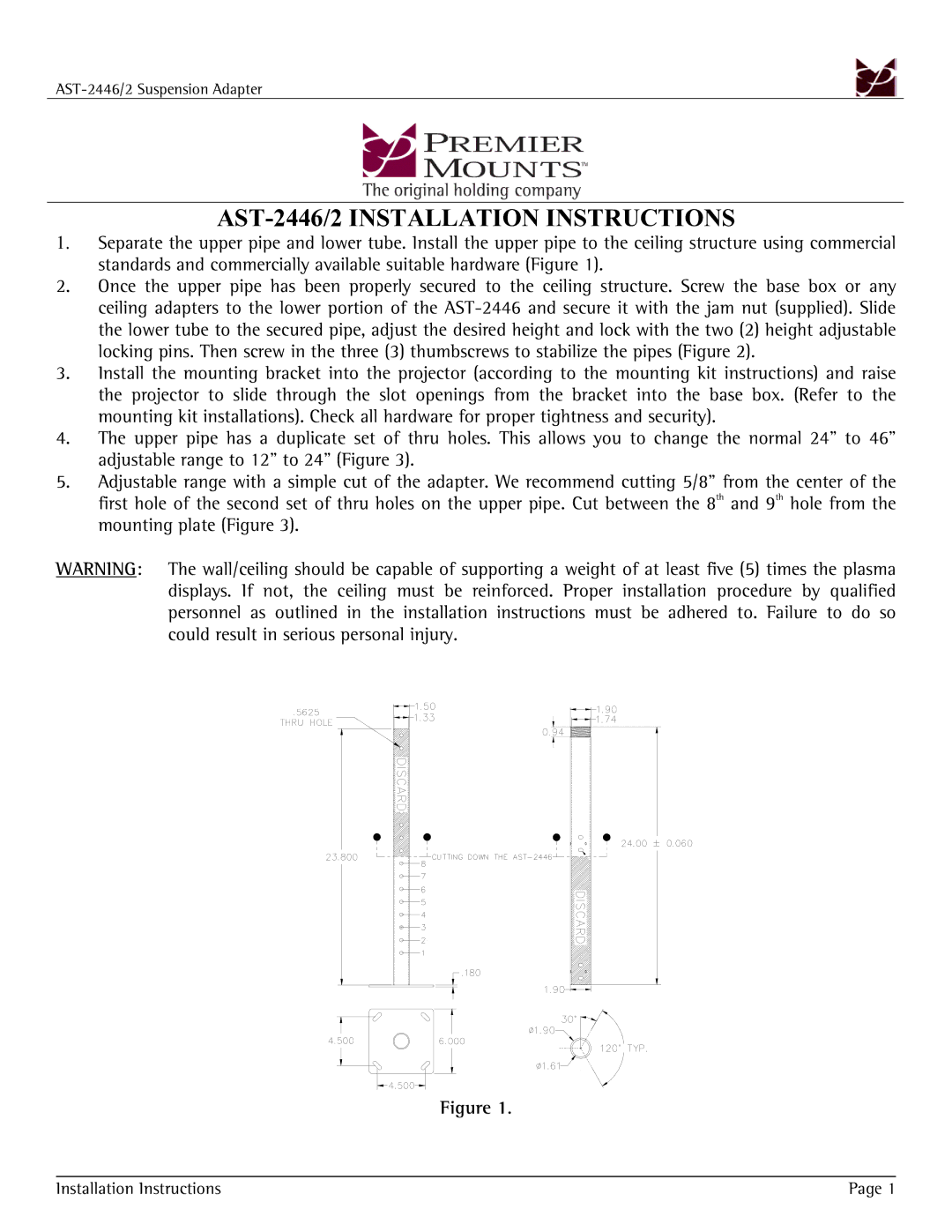 Premier Mounts CTM-MS2 installation manual AST-2446/2 Installation Instructions 