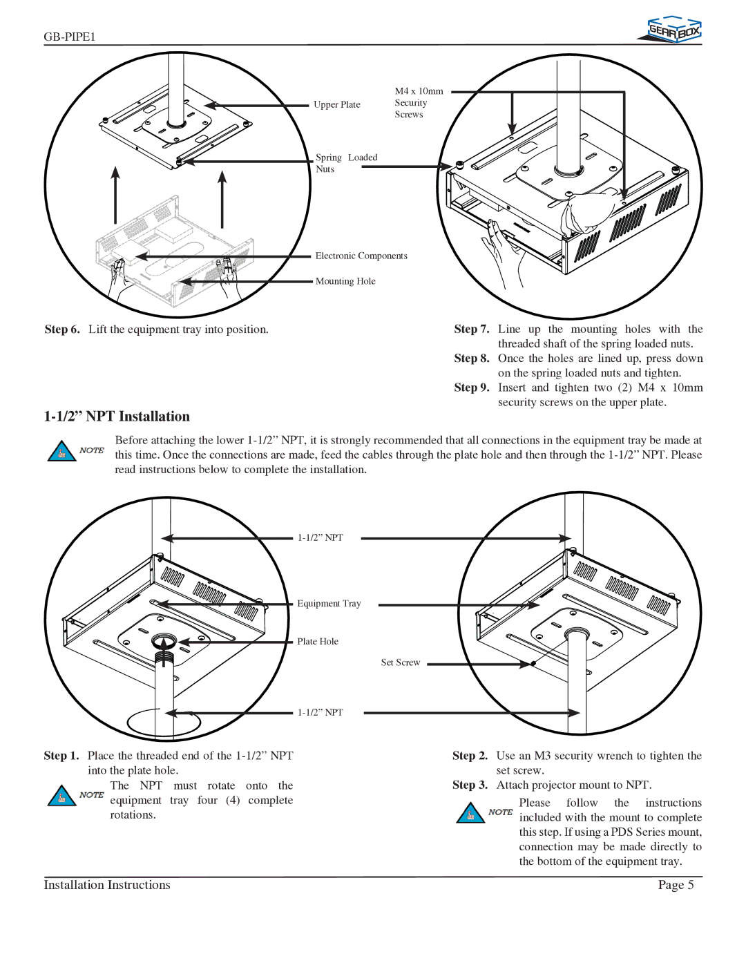 Premier Mounts GB-PIPE1B installation instructions NPT Installation 