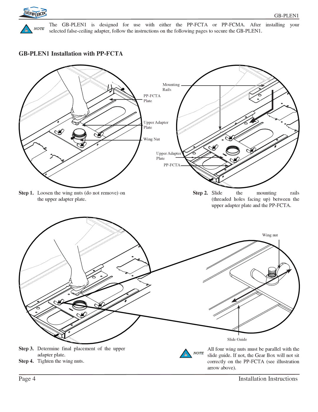 Premier Mounts installation instructions GB-PLEN1 Installation with PP-FCTA 