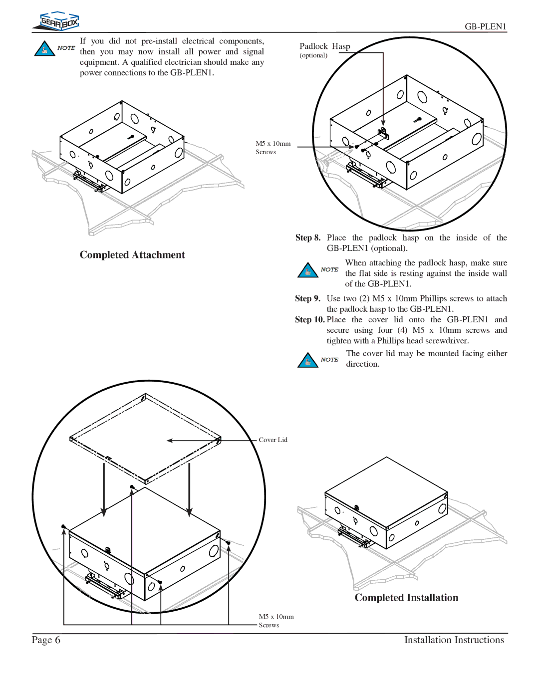 Premier Mounts GB-PLEN1 installation instructions Completed Attachment, Completed Installation 