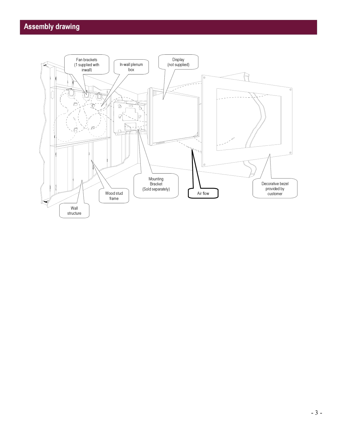 Premier Mounts INW-42, INW-50, INW-60, INW-series installation manual Assembly drawing 