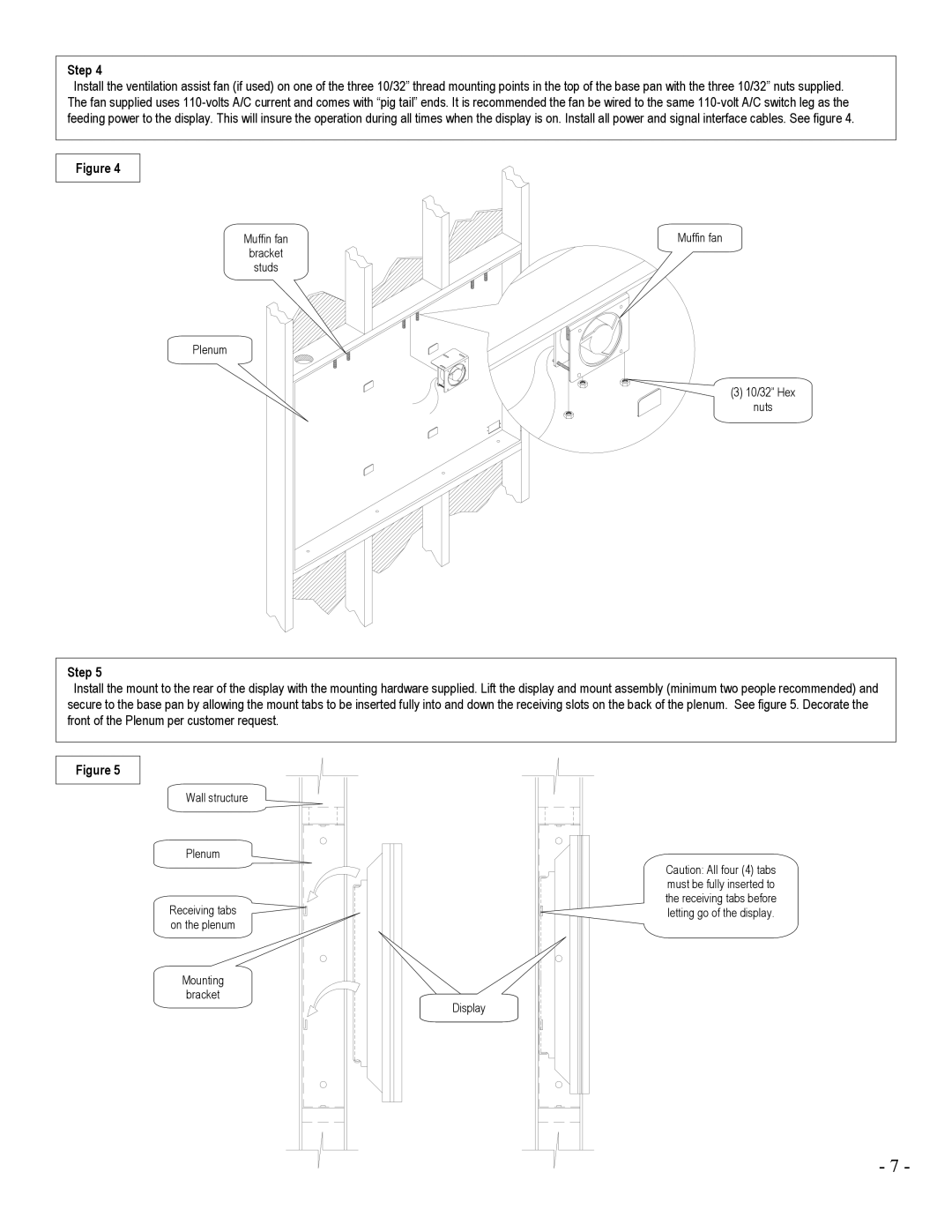 Premier Mounts INW-42, INW-50, INW-60, INW-series installation manual Plenum 10/32 Hex Nuts 