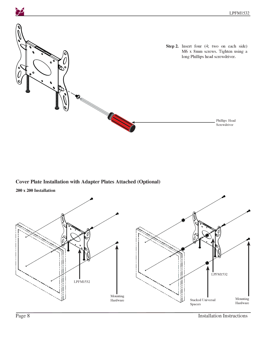 Premier Mounts LPFM1532 installation instructions 200 x 200 Installation 