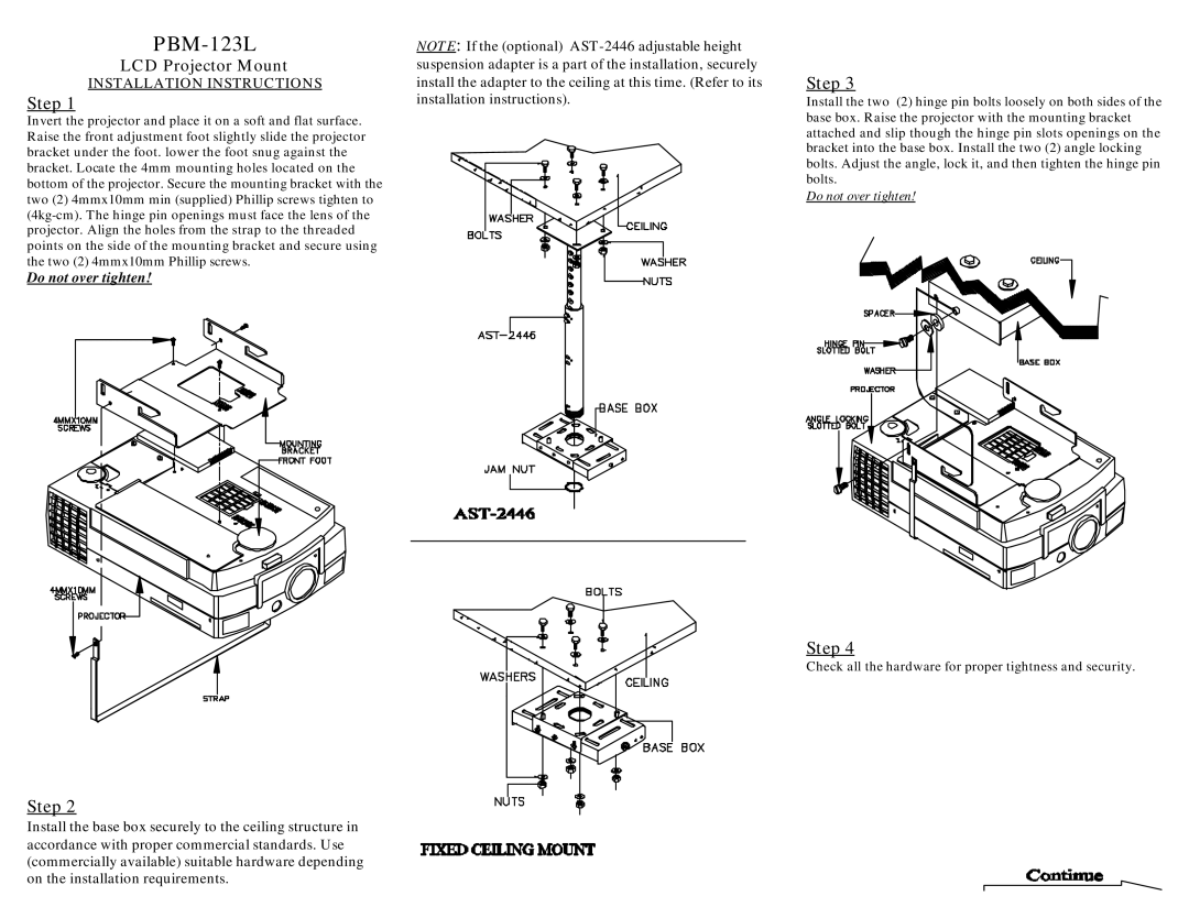 Premier Mounts PBM-123L installation instructions Step 