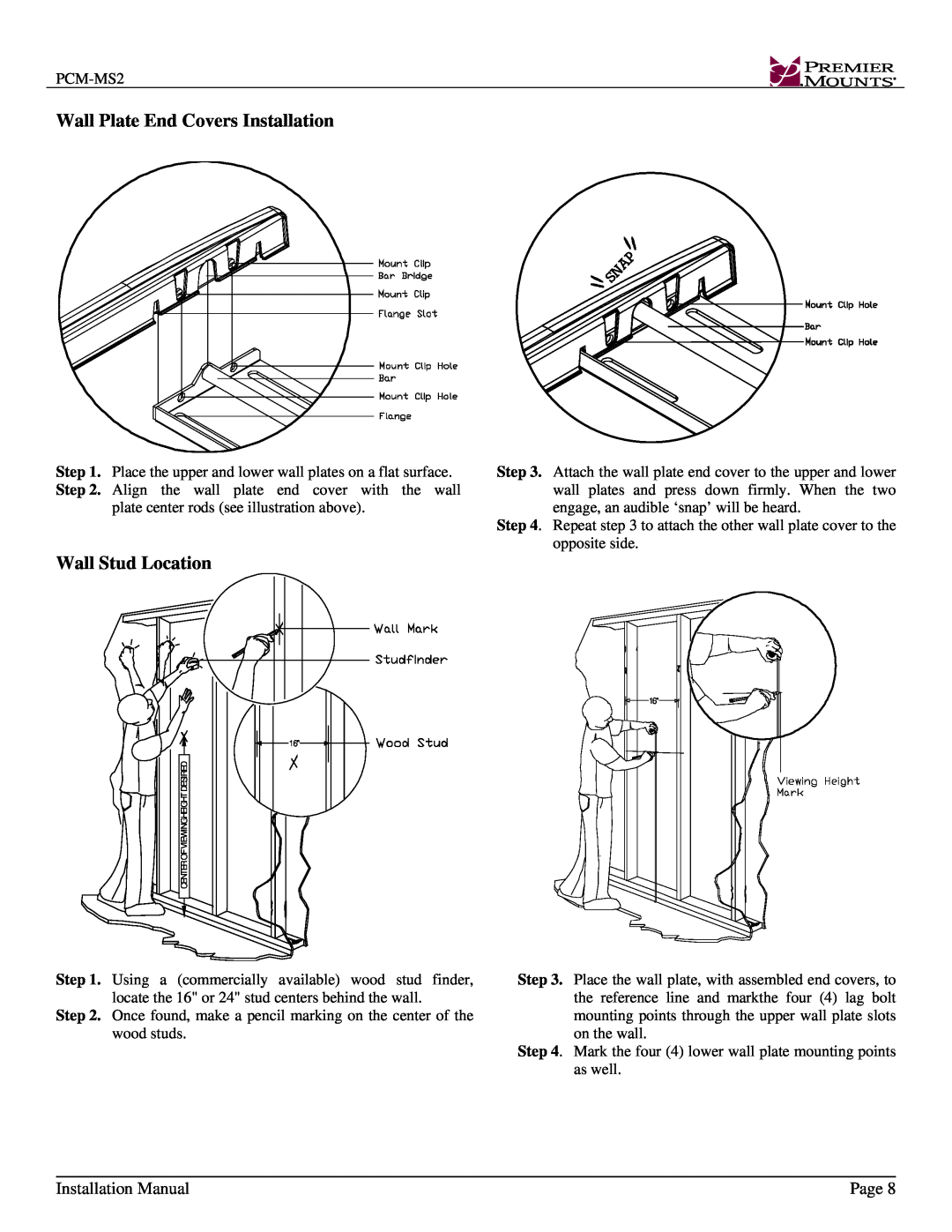 Premier Mounts PCM-MS2 installation instructions Installation Manual, Page 
