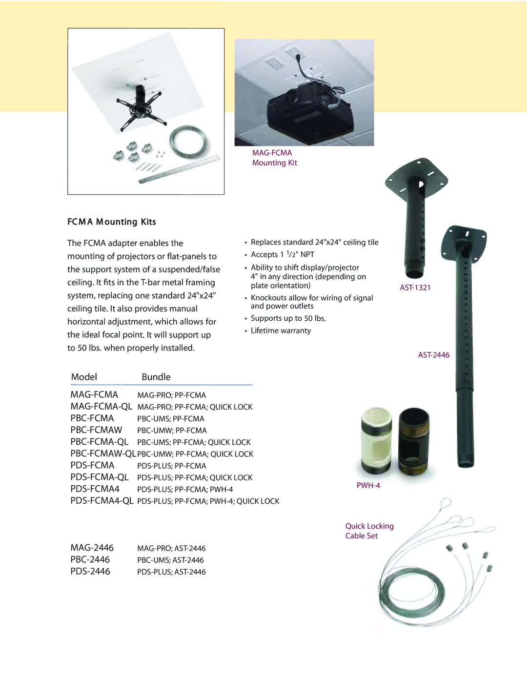 Premier Mounts PBC-FCTA-QL, PDS-1321, MAG-FCTA, PDS-FCTA4-QL, PDS-FCTA-QL, PBC-1321 Model, MAG-2446, PBC-2446, PDS-2446 