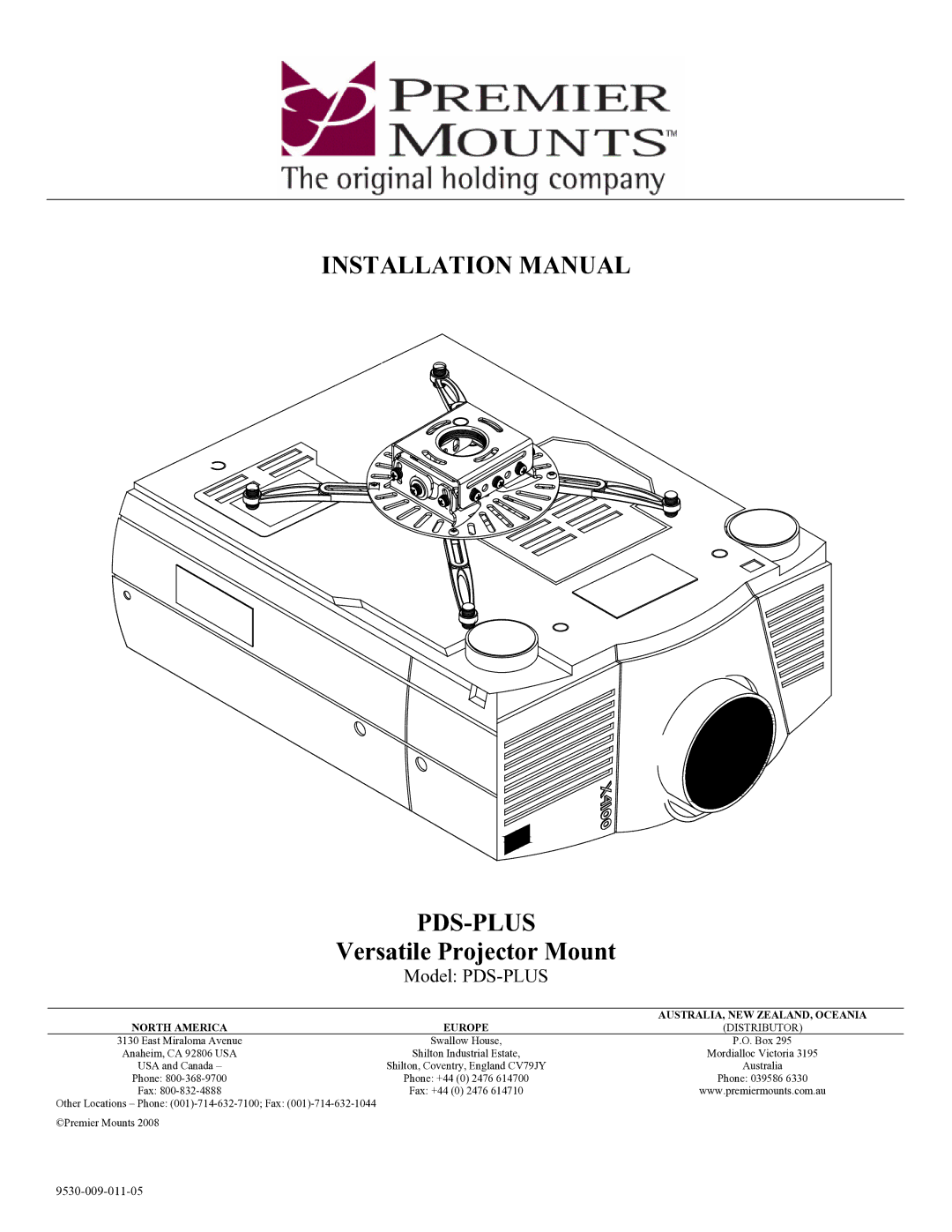 Premier Mounts installation manual Installation Manual PDS-PLUS 