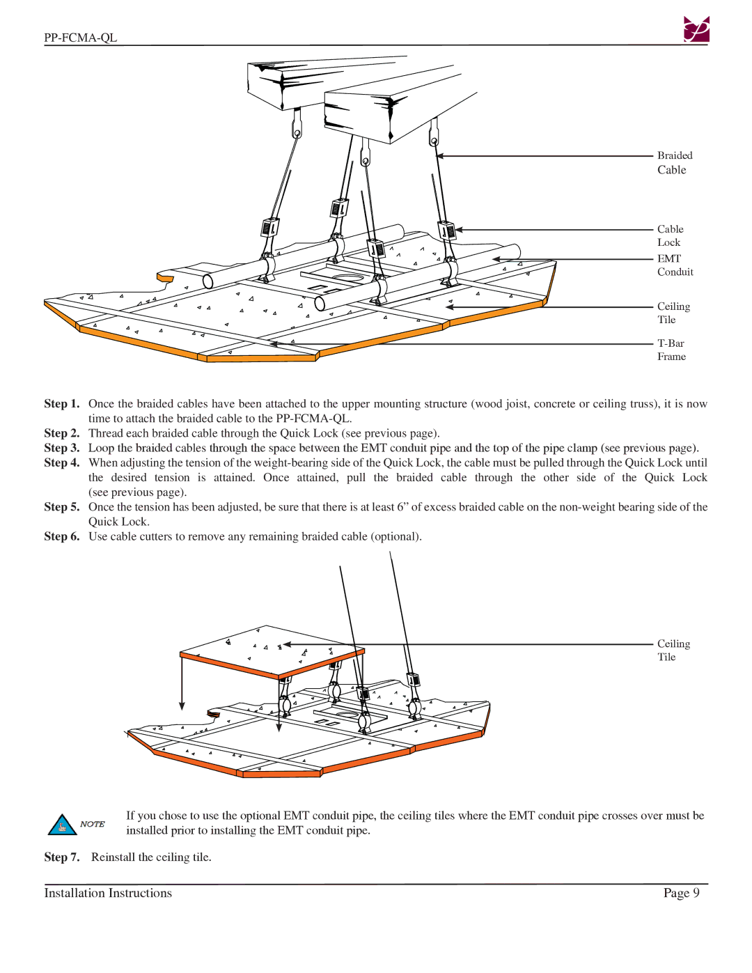 Premier Mounts PP-FCMA-QL installation instructions Emt 