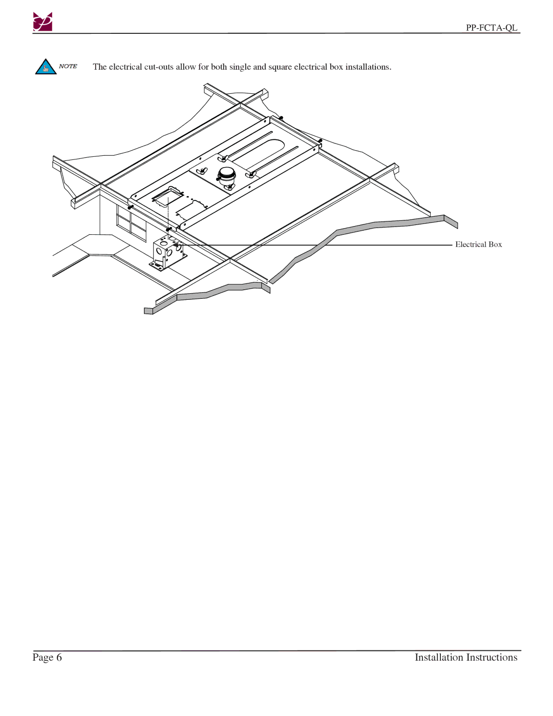 Premier Mounts PP-FCTA-QL installation instructions Electrical Box 