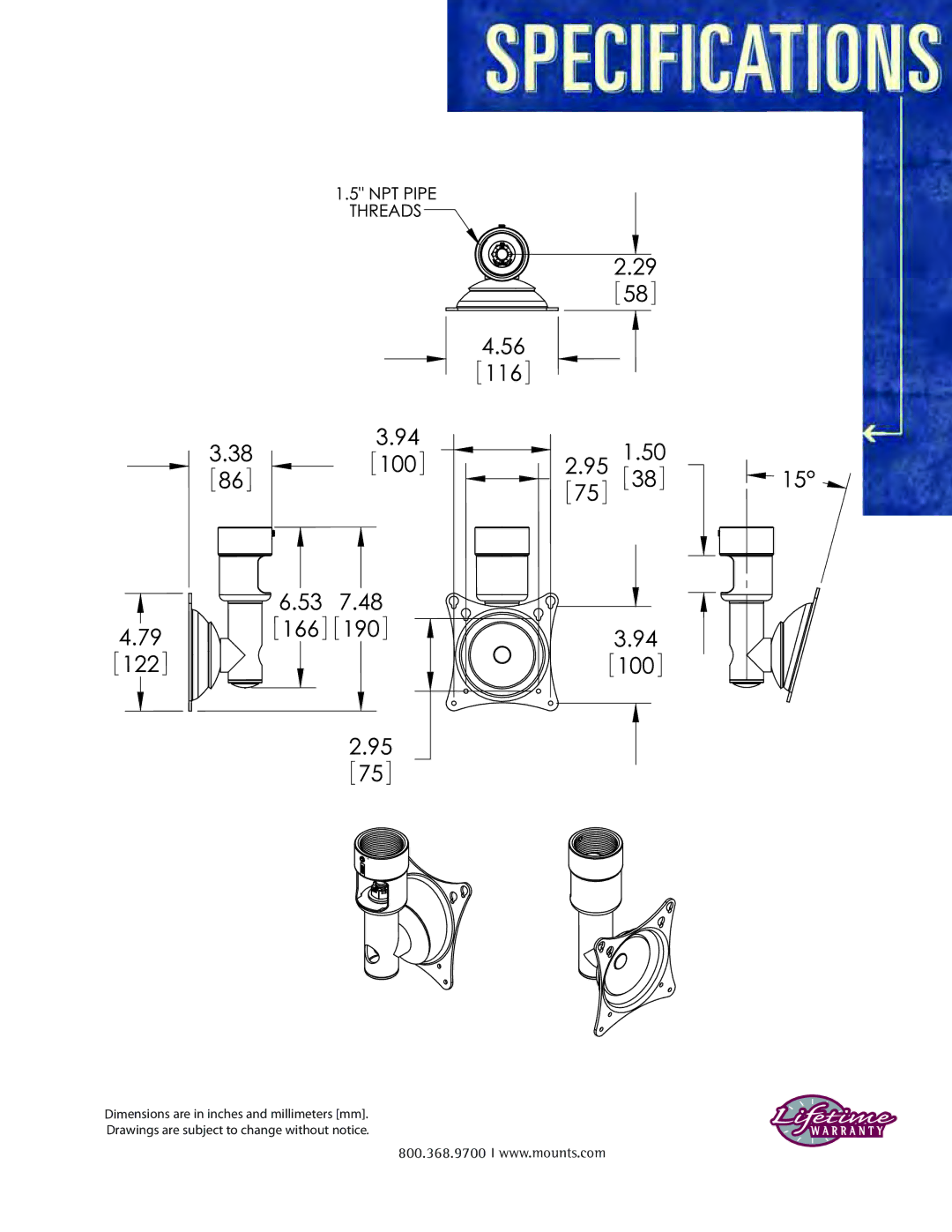 Premier Mounts PRC-LA warranty 800.368.9700 