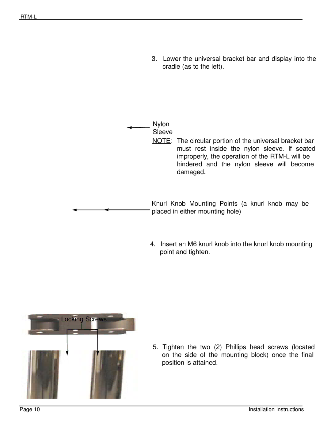 Premier Mounts PSD-BWL installation manual Rtm-L 