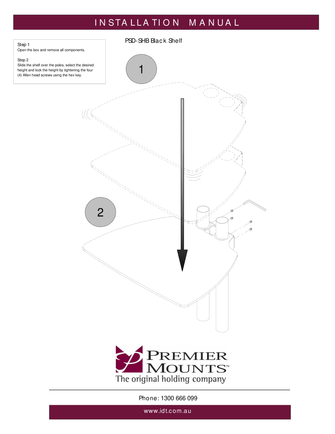 Premier Mounts PSD-BWL installation manual Installation M a N U a L 