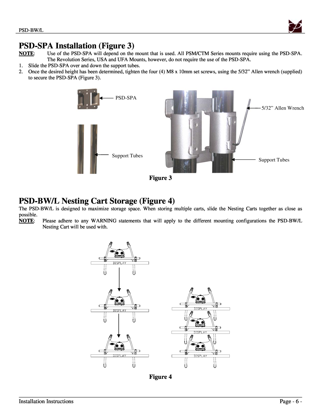 Premier Mounts PSD-BWL installation manual PSD-SPAInstallation Figure, Page 