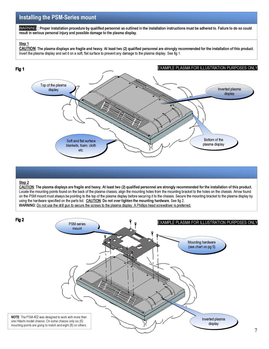 Premier Mounts PSM-402F, PSM-402T installation manual Installing the PSM-Series mount 