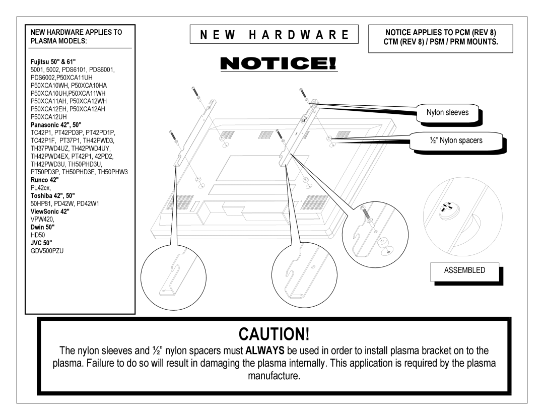 Premier Mounts PSM-442T, PSM-442F installation manual W H a R D W a R E 