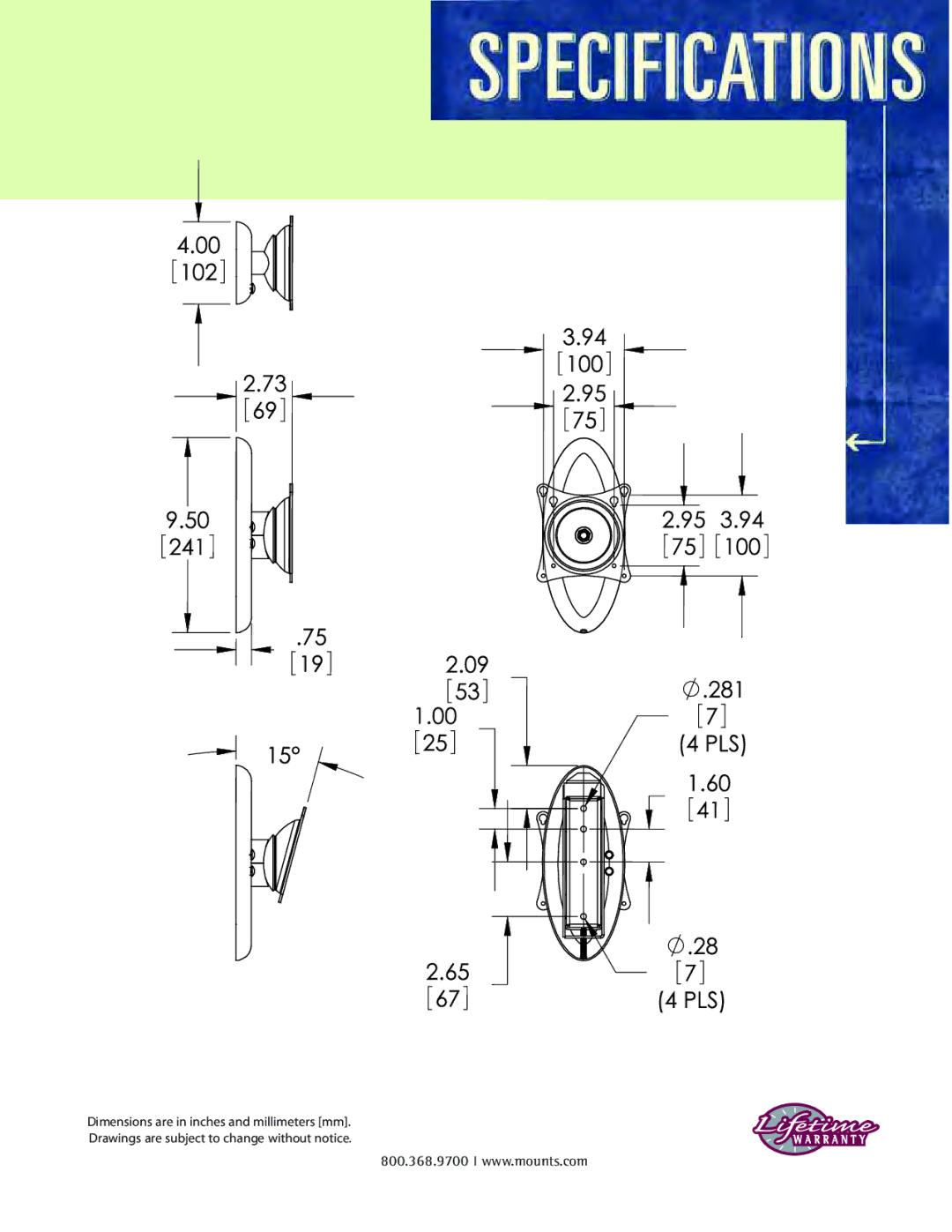 Premier Mounts PTM-B manual 800.368.9700 