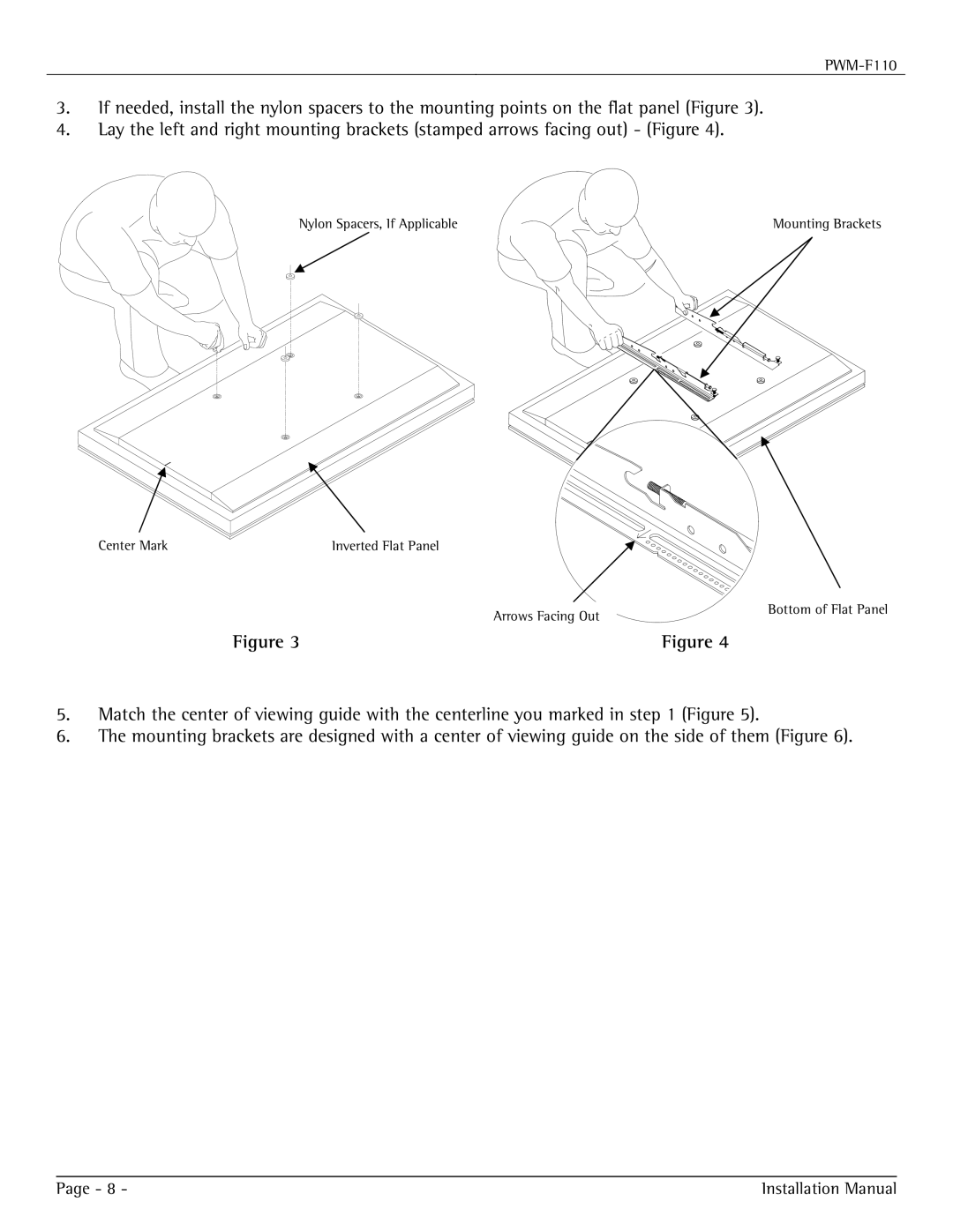 Premier Mounts PWM-F110 installation manual Nylon Spacers, If Applicable 