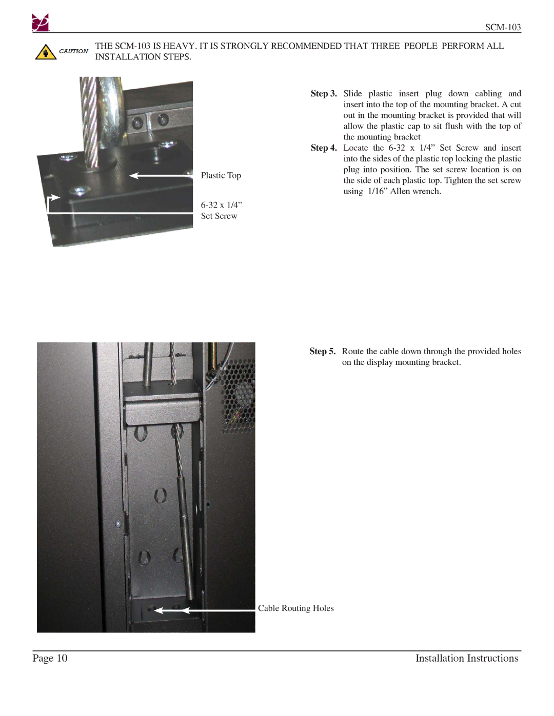 Premier Mounts SCM-103 installation instructions Installation Instructions 