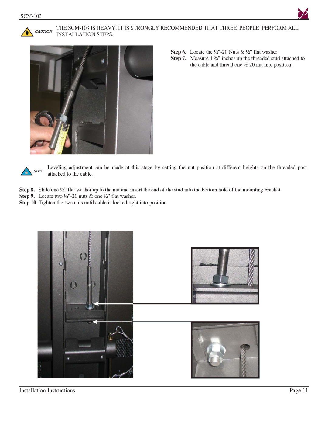 Premier Mounts SCM-103 installation instructions Installation Instructions 