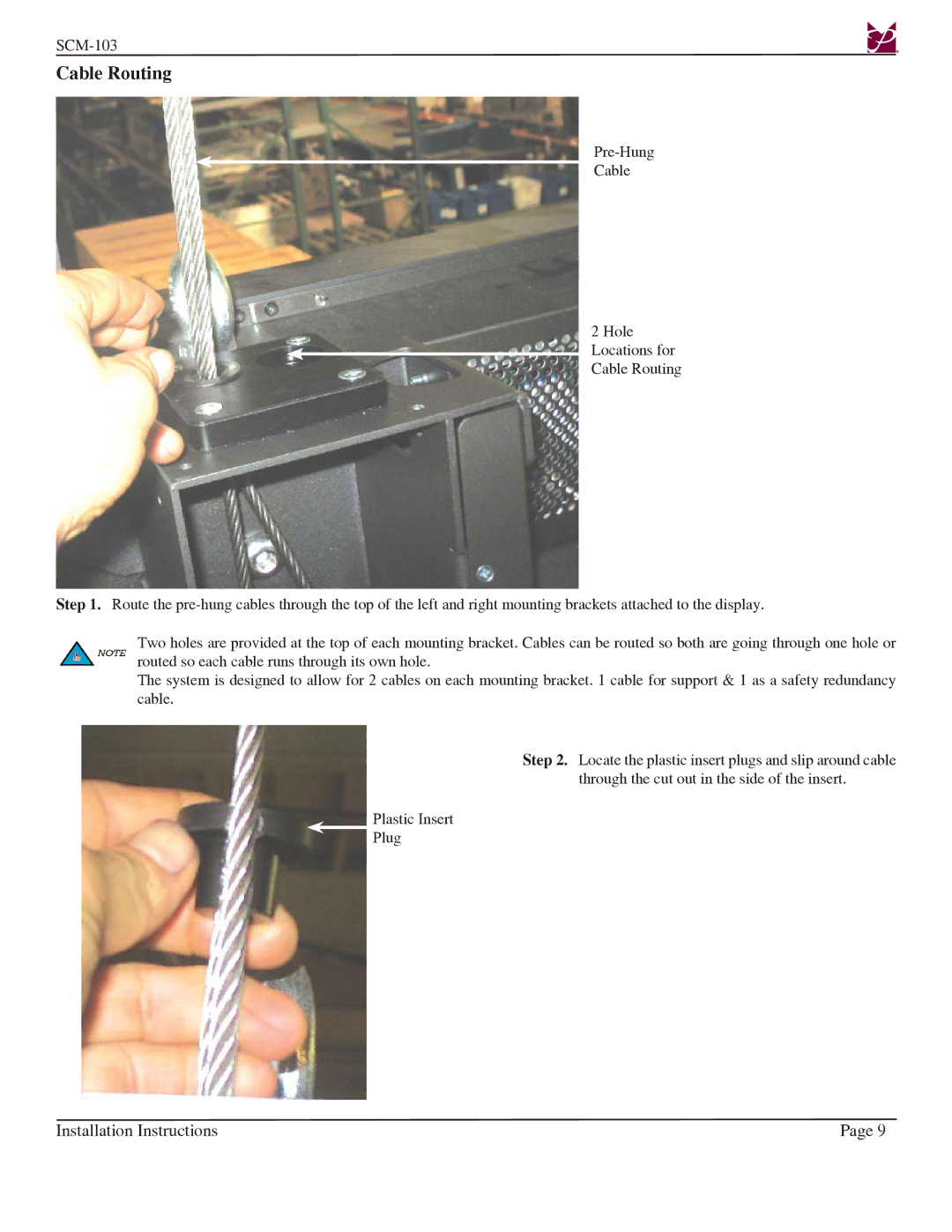 Premier Mounts SCM-103 installation instructions Cable Routing 